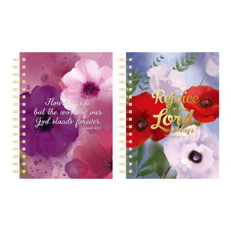 160-Sheet Hard Cover Floral Print Jumbo Spiral Journals w/ Religious Verses