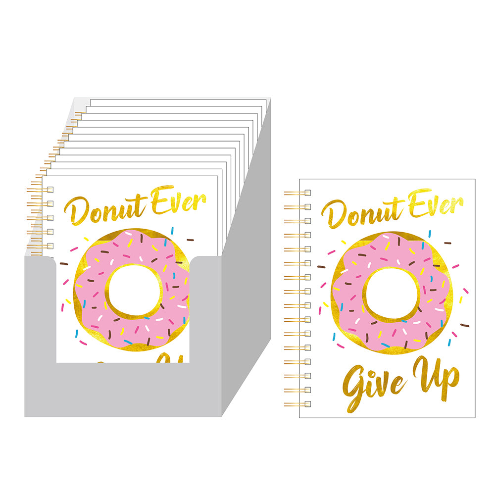 160-Sheet Jumbo Spiral Journals w/ Embroidered Donut & Logo Print