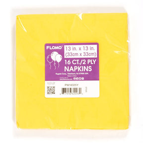 16 Ct. Disposable Party Luncheon Napkins - Yellow
