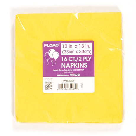 16 Ct. Disposable Party Luncheon Napkins - Yellow