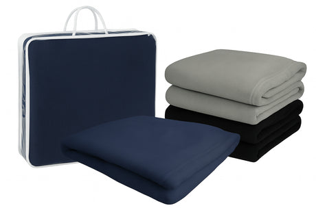 Micro Coral Fleece Plush Throws w/ Vinyl Zipper Bag