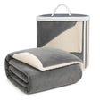 Over-Sized Micro Mink Sherpa Blankets - Grey - 60" x 72"