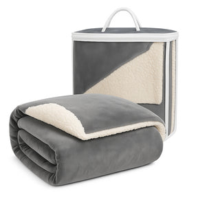 Over-Sized Micro Mink Sherpa Blankets - Grey - 60" x 72"