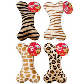 Dog Toy Plush 8 Inch Bone Withsqueaker Animal Prints In Pdq