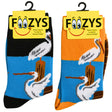 FOOZYS Crew Socks Assorted Black & Orange with Pelican Design Size 9-11