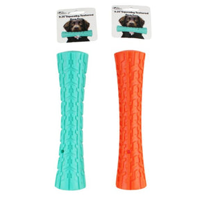9.25" Long  Squeaky Textured Dog Toy in Assorted Colors
