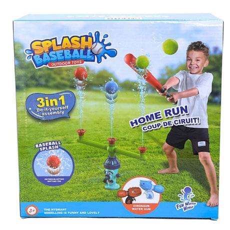 Splash Baseball Outdoor Toys 3 in 1 Water Toy with 2 Dinosoar Water Guns in Hydrant Design