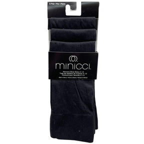 Minicci 3 Pack Knee High Socks Solid Black Shoe Size 4-10