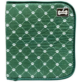 Bone Dry Machine Washable Ultra Obsorbent Green Printed Trellis Paw Pet Feeding Mat