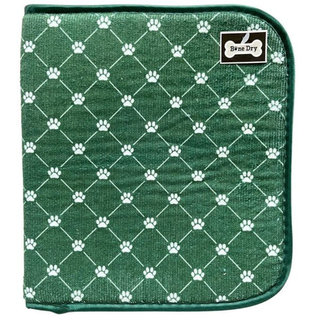 Bone Dry Machine Washable Ultra Obsorbent Green Printed Trellis Paw Pet Feeding Mat