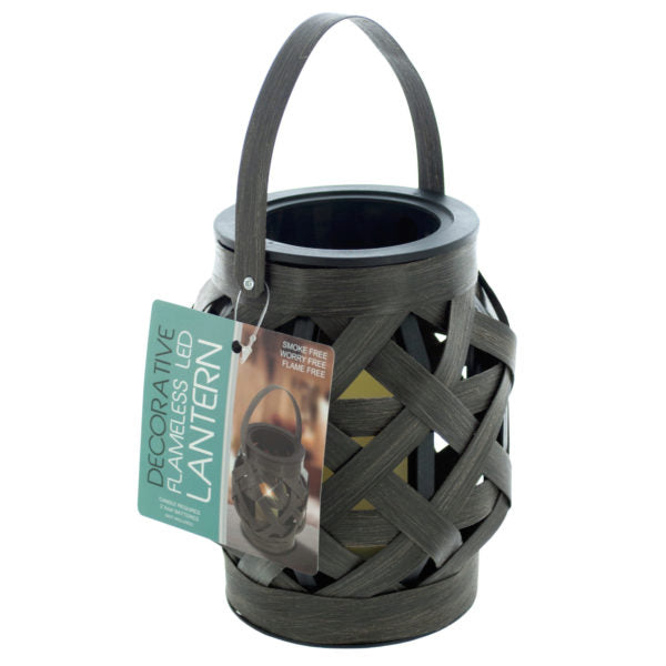 Decorative Basket Weave Lantern with LED Candle