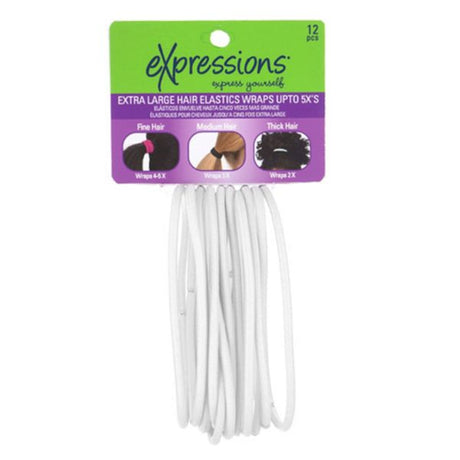 Expressions 12 Piece White Extra Large Hair Elastic