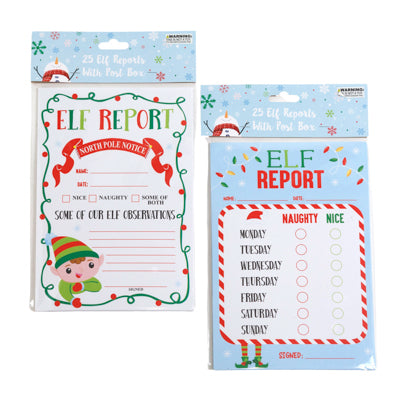 Christmas Elf Reports And Post Box Stationary Set 25pk Xmas Header