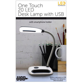 One Touch 20 LED Desk Lamp with USB