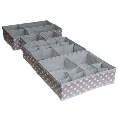 Accessory Organizer  Set 11x14x3.5 Polka  Gray/white  Non-woven Polyethylene Terephthalate No Online Sales