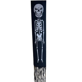 Skeleton-Themed Fringe Halloween Door Flag Banner Decor with Decorative Designs