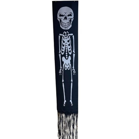 Skeleton-Themed Fringe Halloween Door Flag Banner Decor with Decorative Designs
