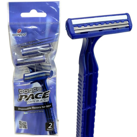 Dorco Pace Mens 2 Pack Twin Blade Disposable Razor
