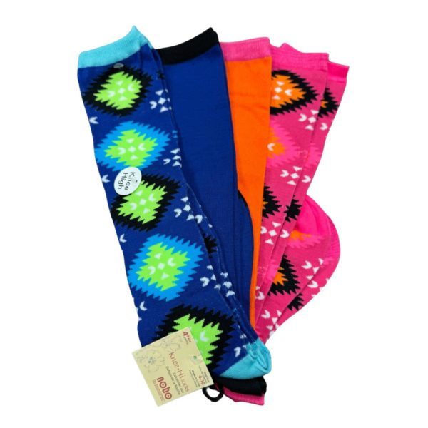 NOBO 4 Pack Knee High Socks in Colorful Pattern Design