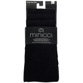 Minicci 3 Pack Black Textured Women's Knee Length Socks Size XL 8-12
