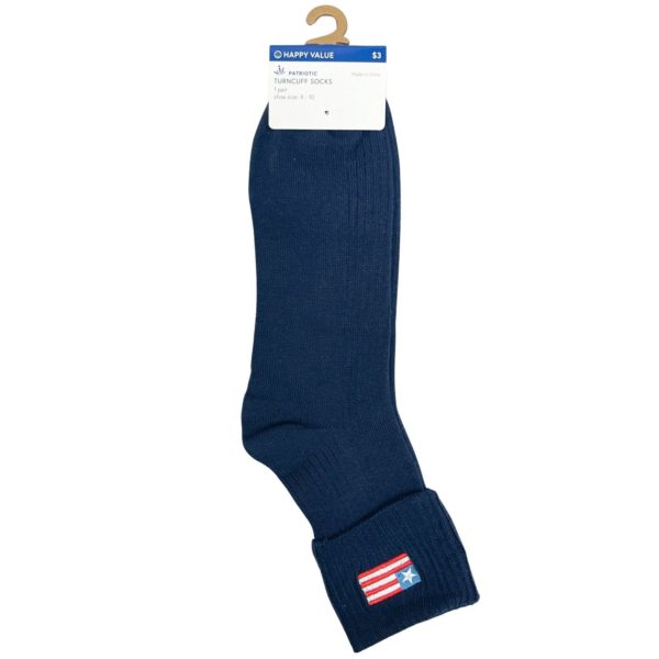 Happy Value American Flag Turncuff Socks in Sizes 4-10