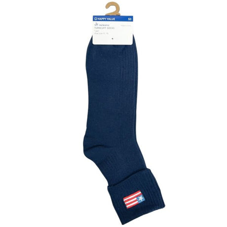 Happy Value American Flag Turncuff Socks in Sizes 4-10