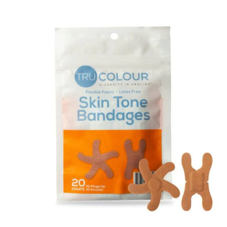 Tru-Colour 20 Count Olive Skin Tone Figertip and Knuckle Bandages in Resealable Bag 