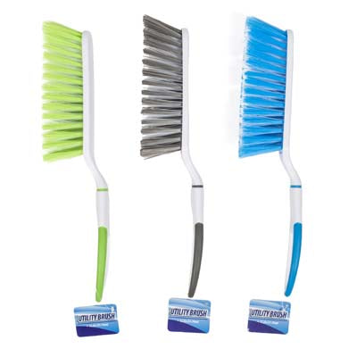 Brush Handled 12.5in 3asst Color Utility Style Cleaning Hangtag
