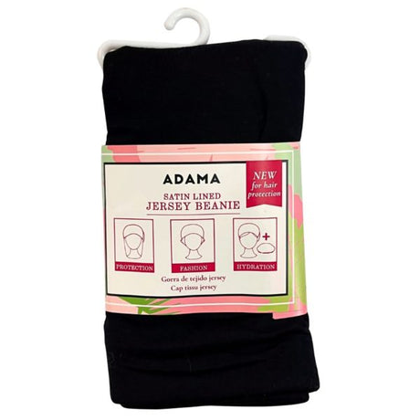 Adama Satin Lined Black Jersey Beanie