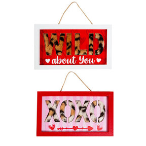 Hanging Decor Valentine Mdf 2ast Wild Love W/faux Fur Inset 7.87 X 4.7 X 0.47in Comply Label