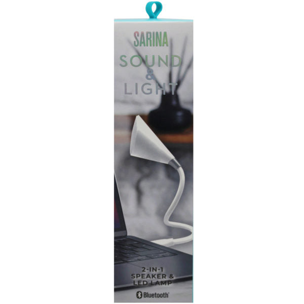 Sarina White USB Powered Flexible Lamp with Built In Speaker
