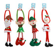 Door Hanger Elf& Santa & Mrs Claus 4asst 16in Barbell Hdr