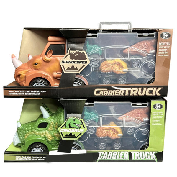 Animal Carrier Truck with Three Dinosaur Vehicles Carrying Storage Box Assorted Styles