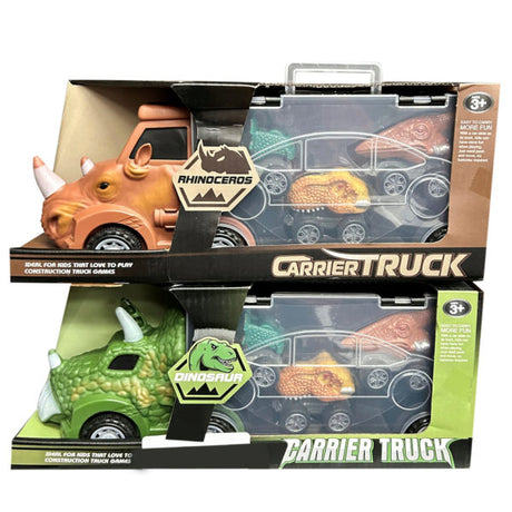 Animal Carrier Truck with Three Dinosaur Vehicles Carrying Storage Box Assorted Styles