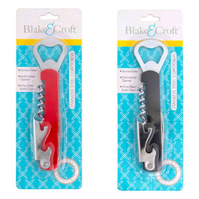 Corkscrew/ Bottle Opener 4-n-1 Red Or Black 6inl/ B&c Blc