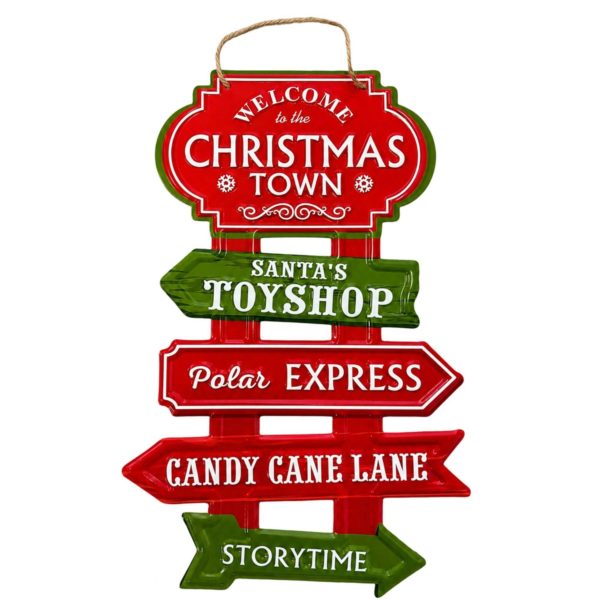 Christmas Town Signpost Wall Decor Holiday Home Sign