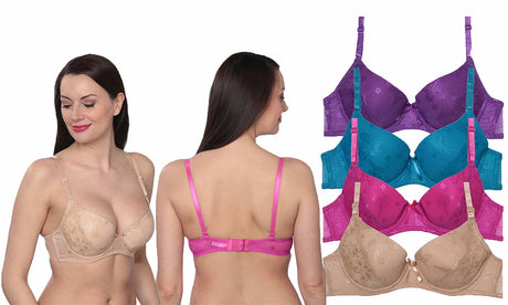 Women's Underwire Bras w/ Butterfly Floral Detail - Full Figure Sizes 36C-42D
