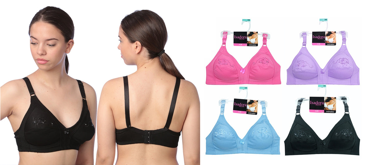 Women's Wireless Minimizer Bras w/ Embroidered Detail - Full Figure Sizes 36C-42D