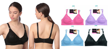 Women's Wireless Minimizer Bras w/ Embroidered Detail - Full Figure Sizes 36C-42D