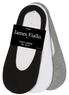 Men's Foot Liner No Show Socks - Black/White/Grey - Size 10-13 - 3-Pair Packs
