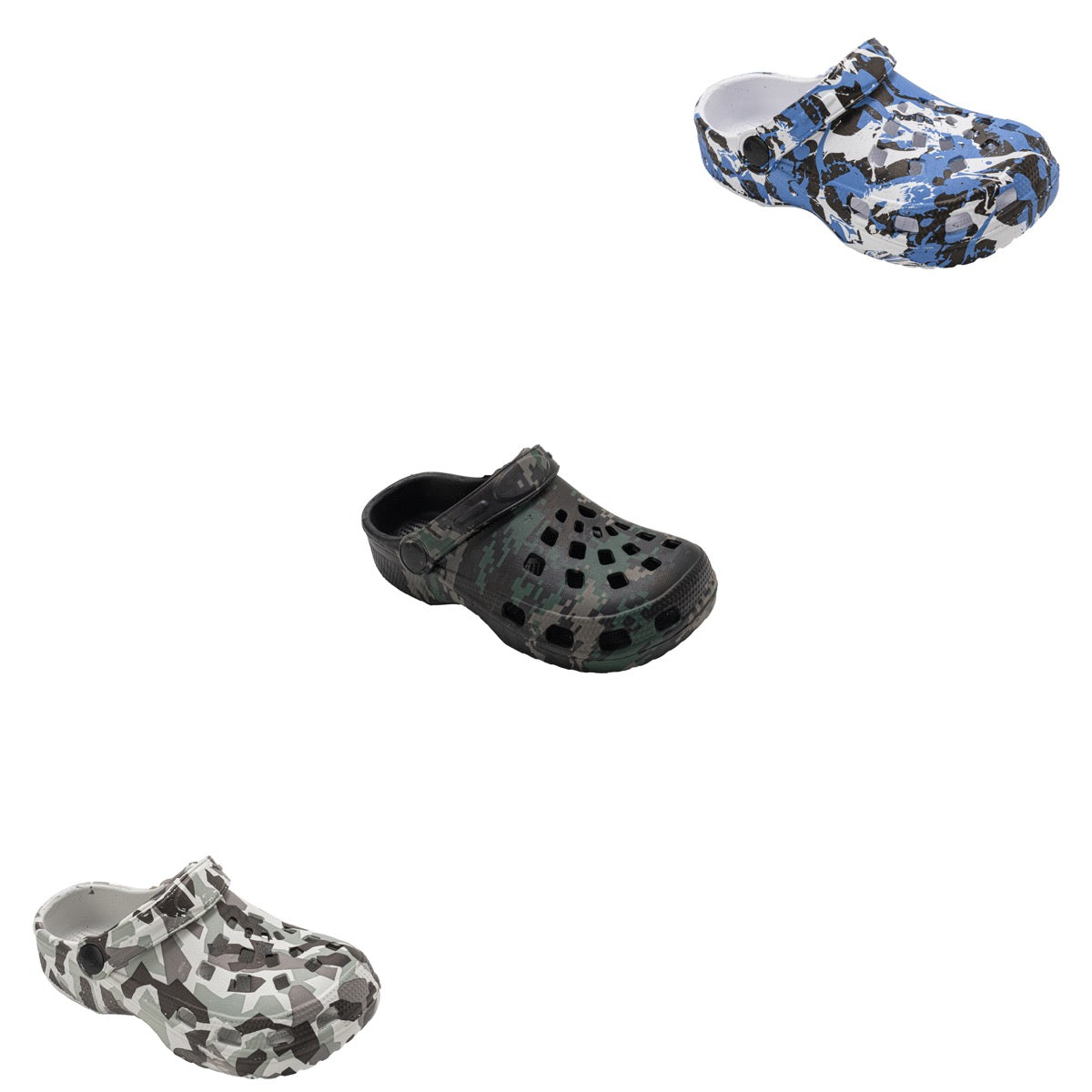 Boy's EVA Vented Bubble Clogs w/ Camo Print - Assorted Colors