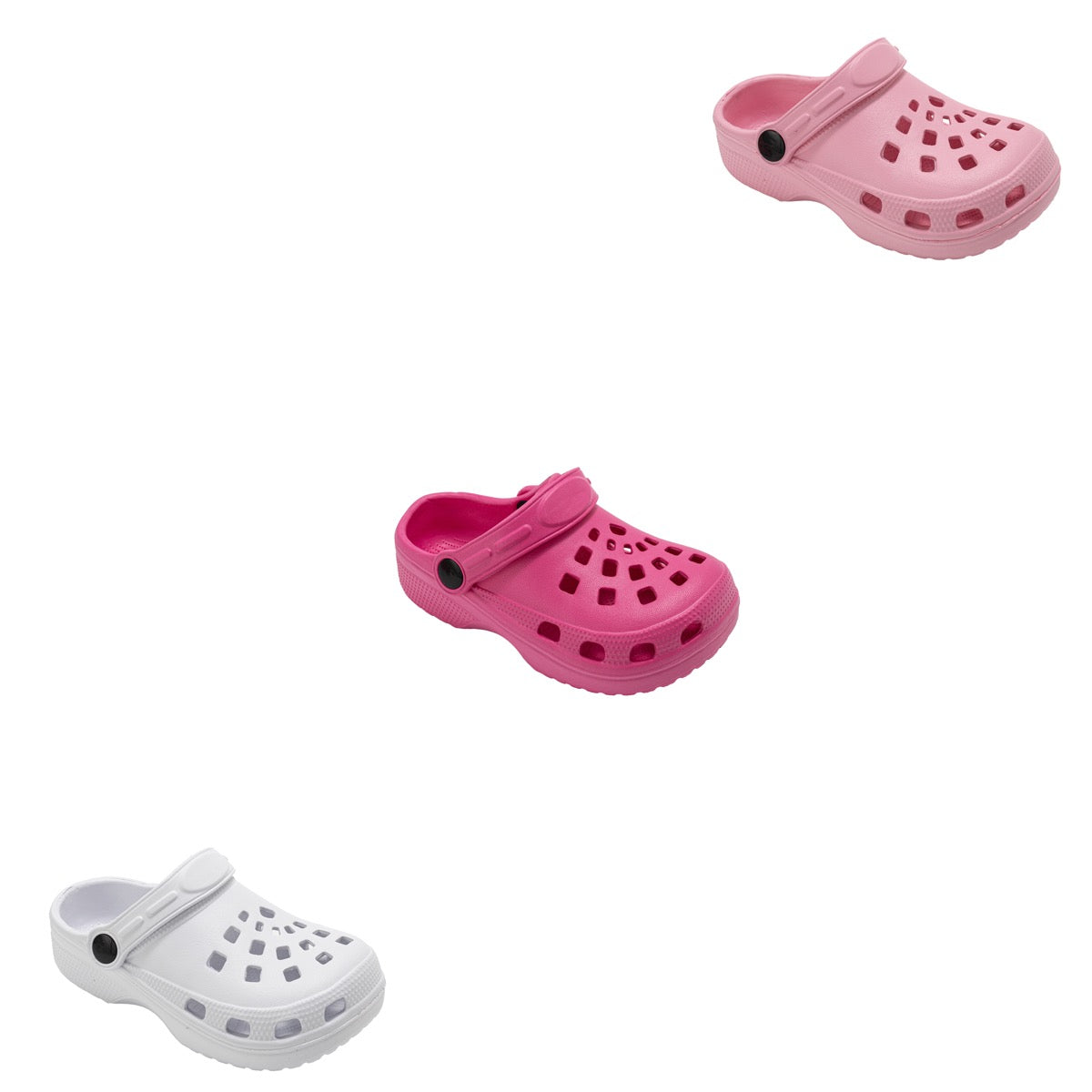 Girl's EVA Vented Bubble Clogs w/ Adjustable Heel Strap - Assorted Colors