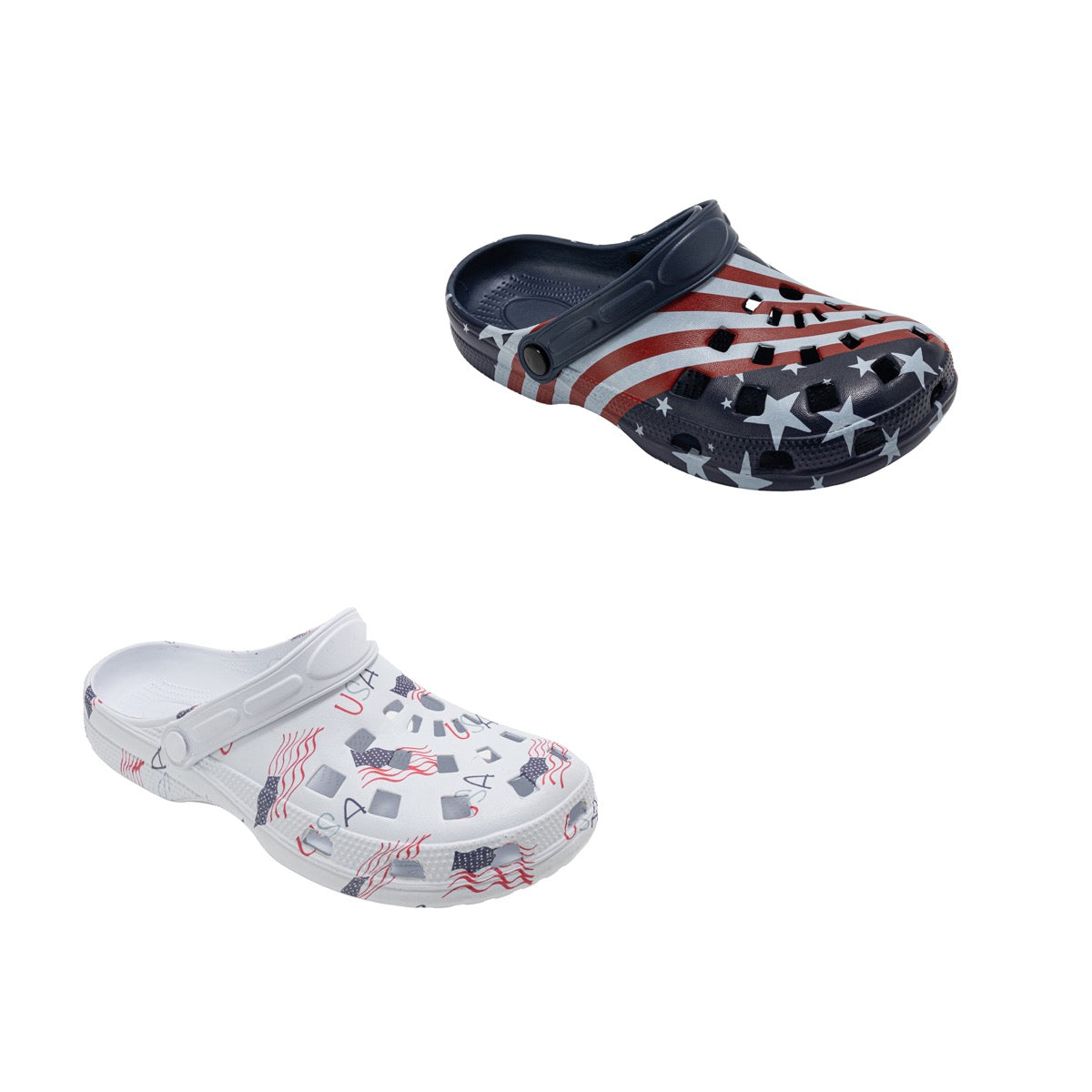 Men's EVA Vented Bubble Clogs w/ USA American Flag Print