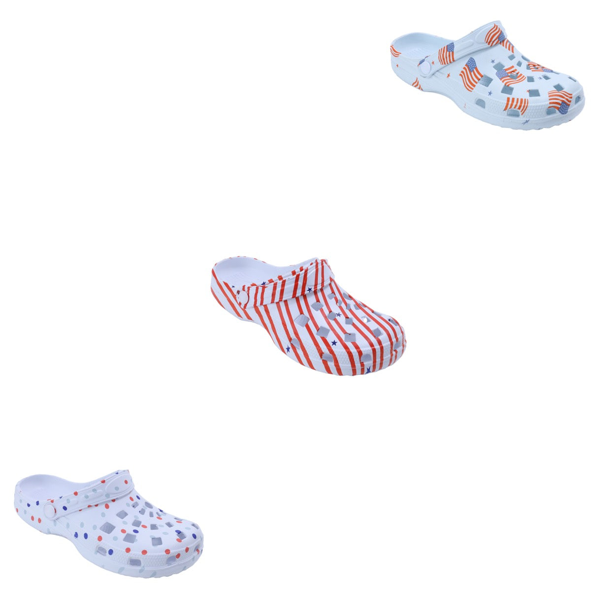 Women's EVA Vented Bubble Clogs w/ USA American Flag Print