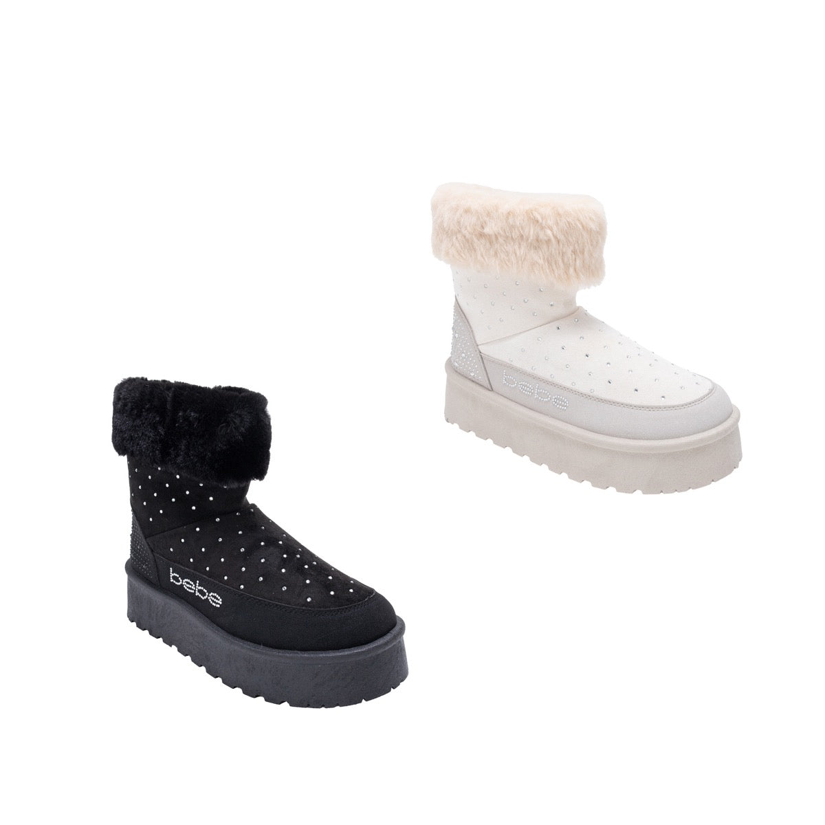 Bebe Women's Hybrid Cozy Boots w/ Faux Fur Collar - Choose Your Color(s)