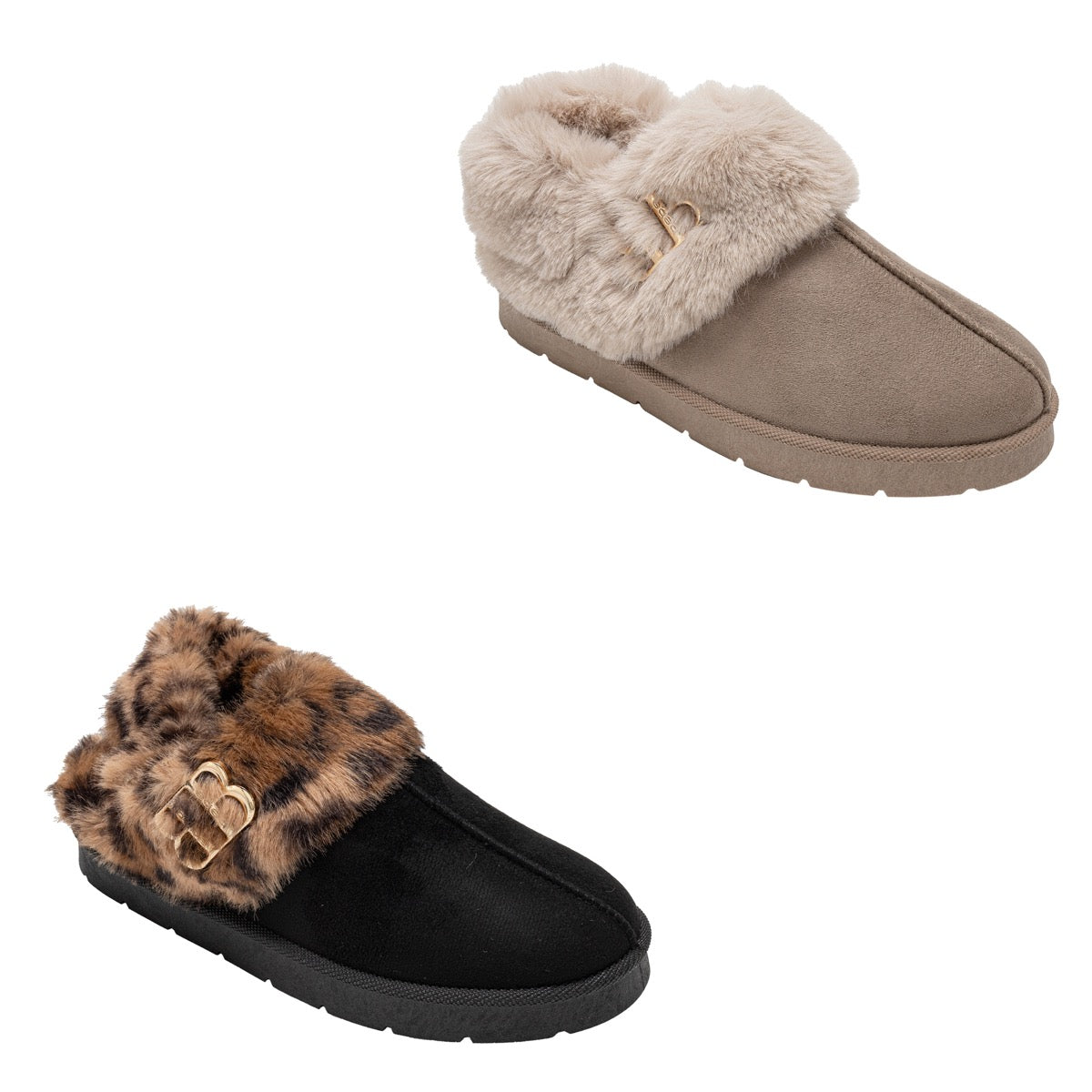 Bebe Women's Sherpa Sling Back Clog Boots w/ Faux Fur Collar & Double B Logo - Choose Your Color(s)