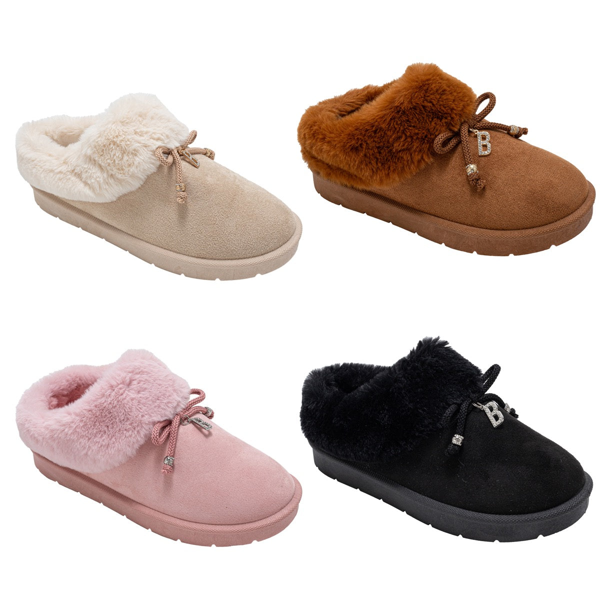 Bebe Women's Platform Slide Slippers w/ Dangle Charm & Bow - Choose Your Color(s)