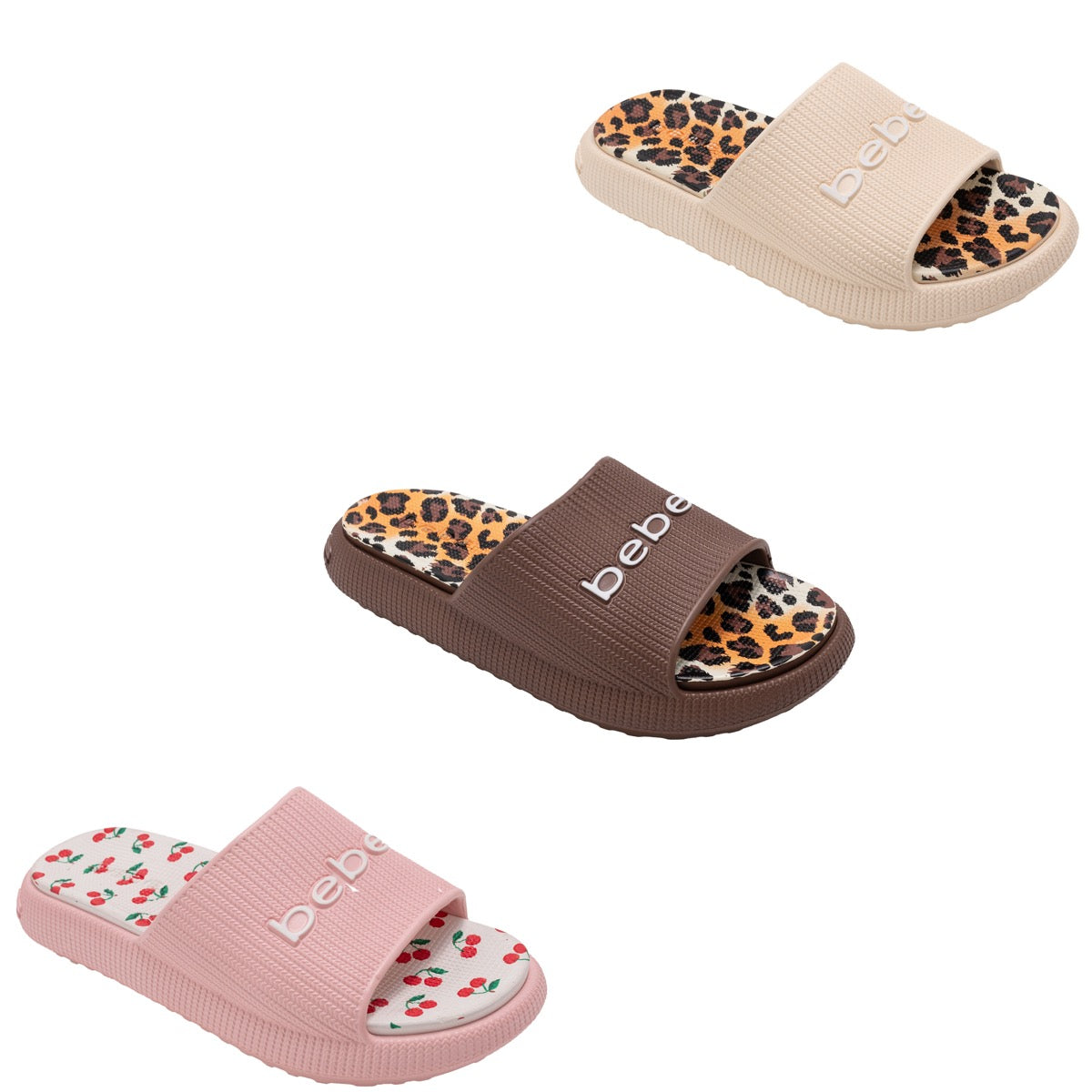 Bebe Women's EVA Slide Sandals w/ Assorted Printed Footbed - Choose Your Color(s)