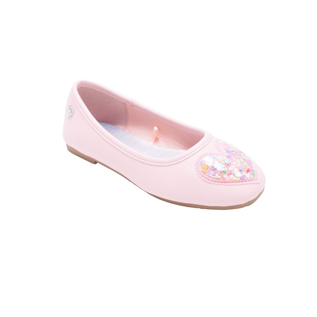 Bebe Girl's Ballet Flats w/ Glitter Filled Puffy Heart