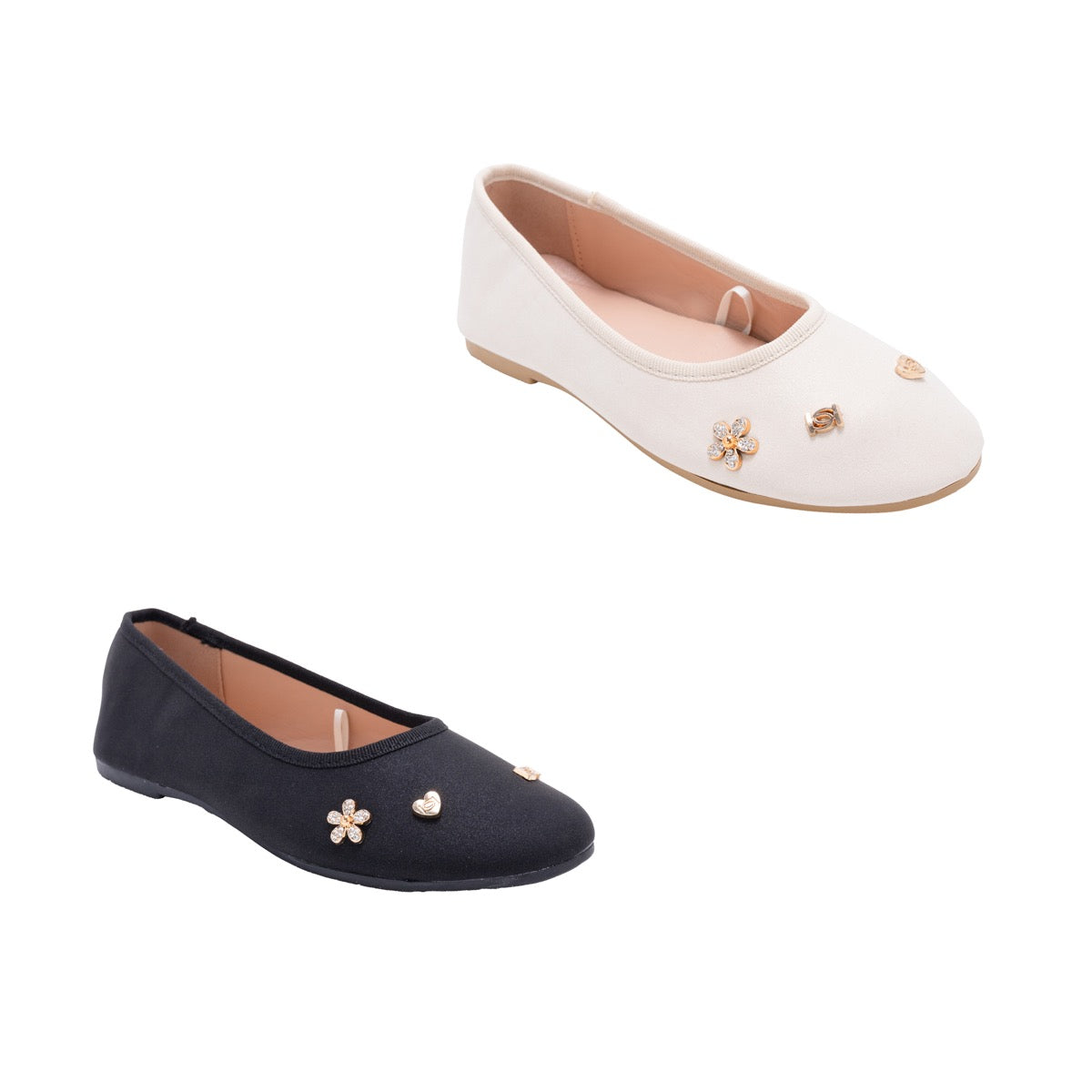 Bebe Girl's Shimmer PU Flats w/ Embroidered Charms - Choose Your Color(s)